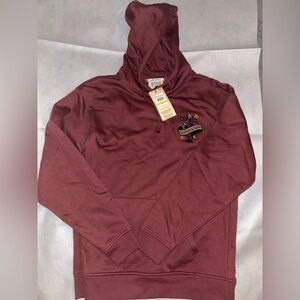 Scotch and soda maroon relaxed fit fleece embroidered graphic hoodie NWT